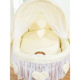 Capazo de Mimbre Natural con Dosel Amelie + Ropa de Cama Color Crema – MY SWEET BABY imagen frontal