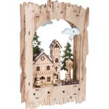 Lámpara de madera Pueblo de invierno en un arco