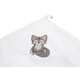 Capa de baño Blanca de algodón termo-terry con capucha bordada Zorrito - imagen 3