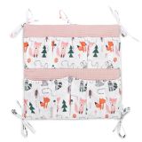 Organizador de cuna Waffle de 47 x 47 cm, con diseño de zorros rosas, ideal para la habitación del bebé.
