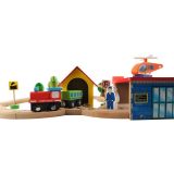 Pista de tren de madera con edificios y helipuerto , 69 piezas - imagen 25