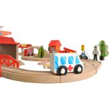 Pista de tren de madera con edificios y helipuerto , 69 piezas - imagen 37