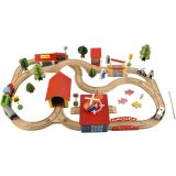Pista de tren de madera con edificios y helipuerto , 69 piezas - imagen 7