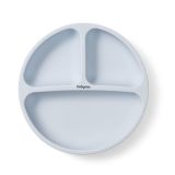 Plato de silicona con ventosa en rosa, perfecto para la alimentación del bebé, evita deslizamientos.