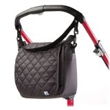 Bolso acolchado negro grafito para mamás, ideal para cochecitos de bebé y salidas diarias con estilo.