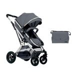 Carrito de bebé 2en1 transformable en gris oscuro, ideal para recién nacidos y bebés de Kikkaboo.