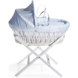 Moisés de Mimbre Blanco Dimple azul - Clair de Lune