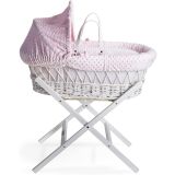 Moisés de Mimbre Blanco Dimple rosa  - Clair de Lune