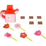 Set de flores con regadera , juguete de madera