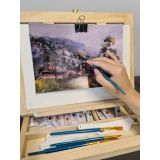Set de Pintura en Maleta Con Caballete de Madera , 46 piezas