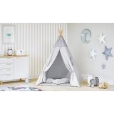 Tipi Tienda Infantil Grande De Juego para Jardin O Interior De Madera Y Lona, color Gris