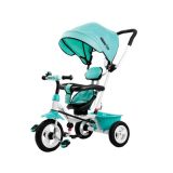 Triciclo 3 en 1 transformable en bicicleta, color menta, ideal para niños a partir de 18 meses de edad.