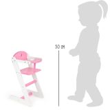 altura Trona de madera para Muñecas Rosa y Blanca