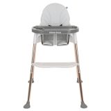 Trona Sky-High en gris con asiento de polipiel, perfecta para bebés y niños durante las comidas.