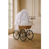 Cuna moisés retro de mimbre Charlotte natural con textil blanco – vista frontal