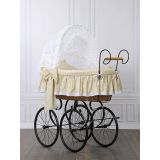 Cuna moisés retro de mimbre Christine natural con textil beige – vista frontal
