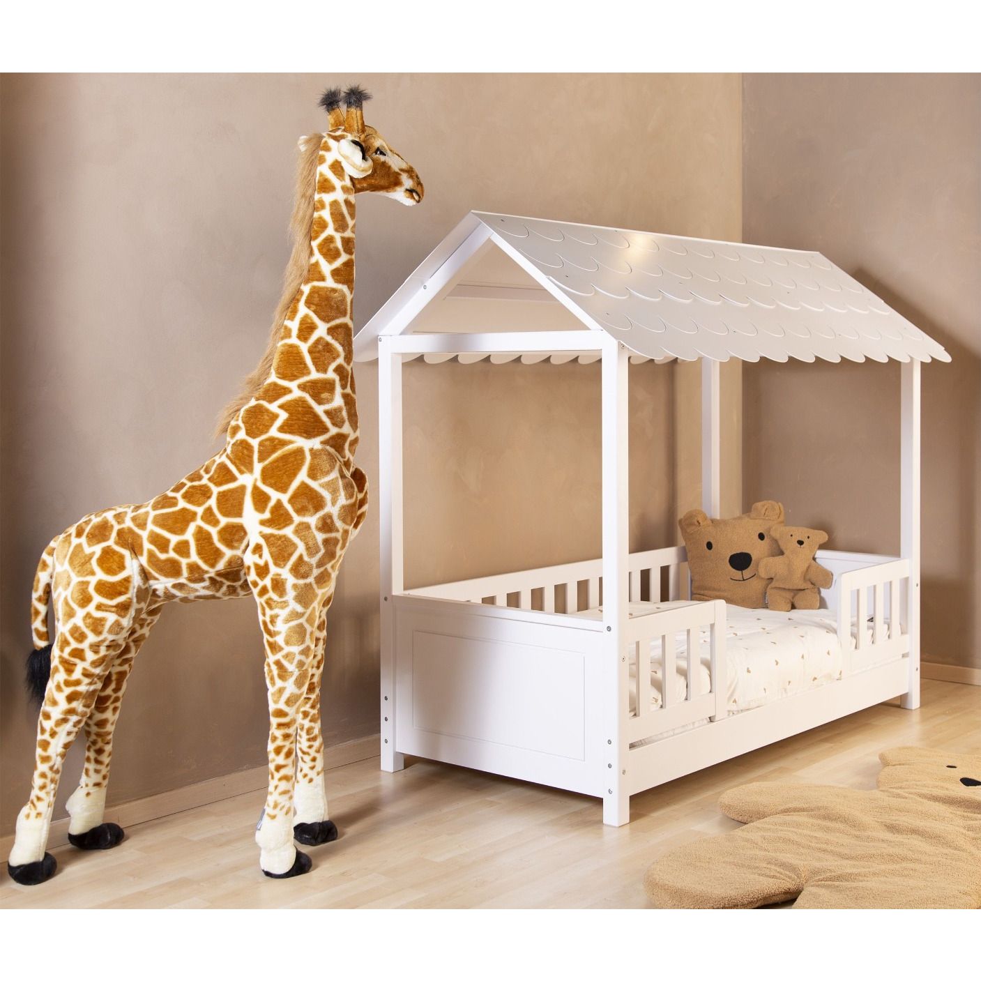 Cama infantil ML-Design con techo y somier blanco 140x70 cm, Cama para  niños, Los mejores precios