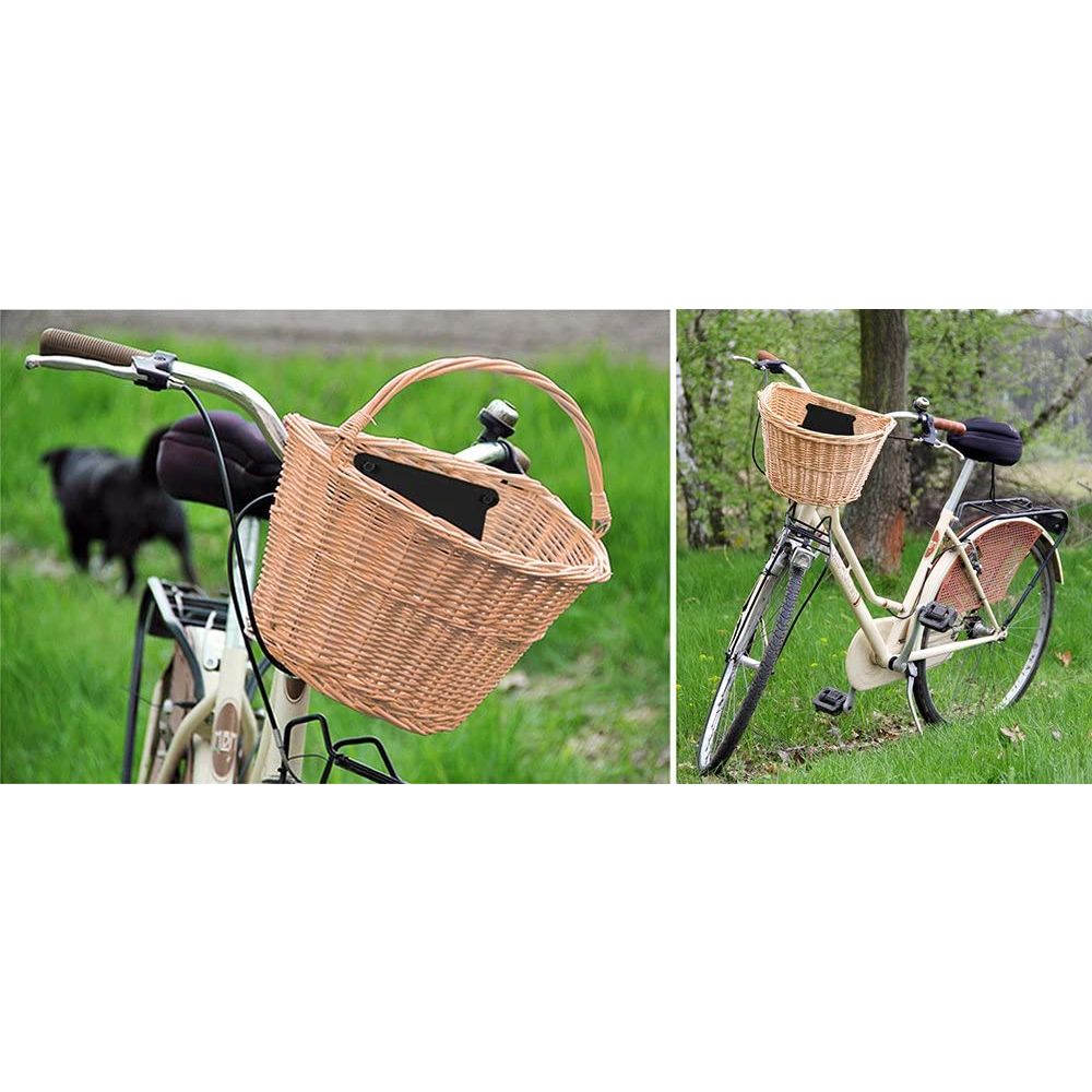 GRANNY SAYS Cesta de bicicleta, cesta de mimbre para bicicleta, cesta de  bicicleta tejida a mano, cesta de mimbre desmontable para manillar delantero