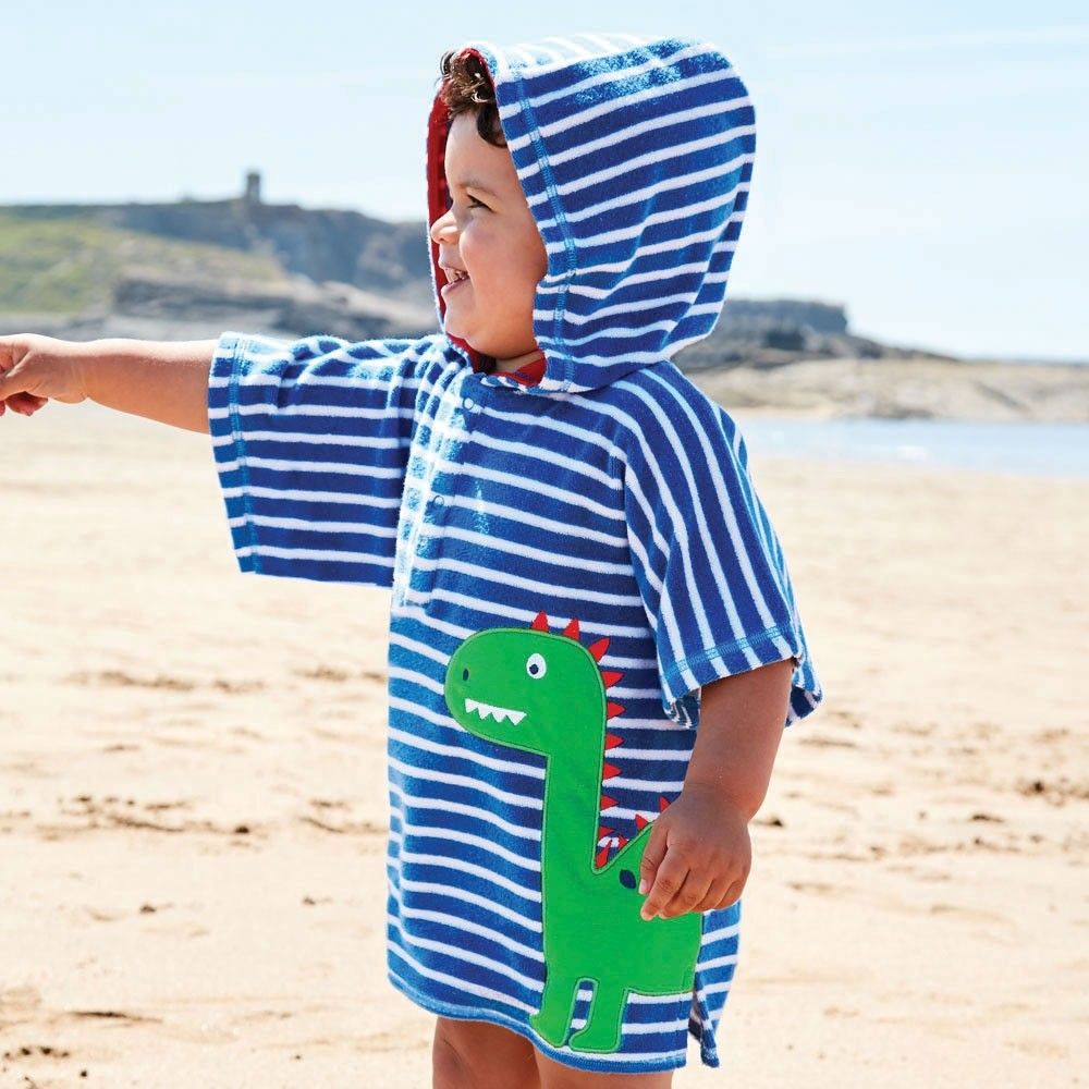 Juleya Toalla de playa para niños Spa Protector solar Niños Toalla de playa para niños Cartoon Dinosaurio de algodón con capucha Poncho S