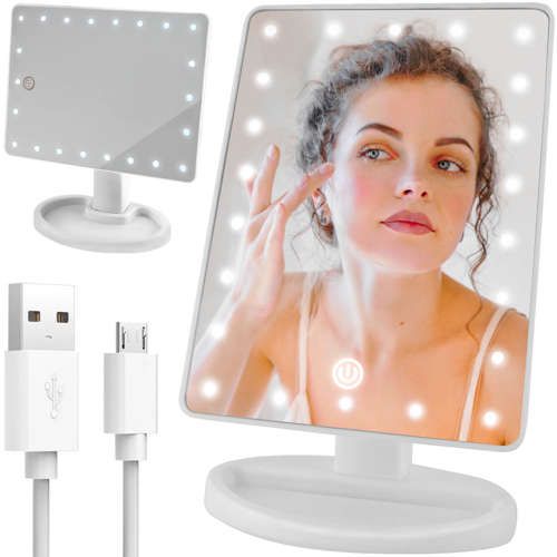 Espejo de maquillaje con luz LED. 180º Inclinación. Táctil a pilas o USB -  Shopmami