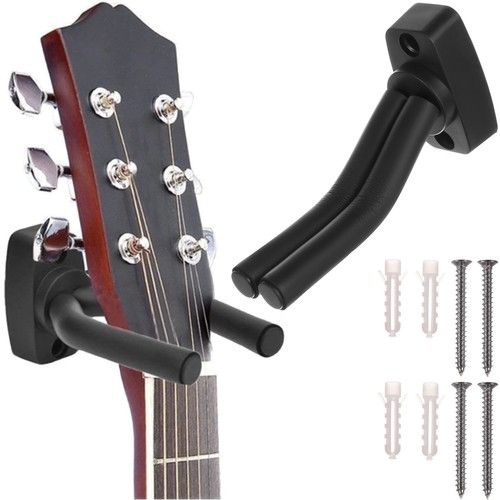 Pack 4 Soporte Guitarra Pared Colgador Bajo Y Ukelele Color Negro