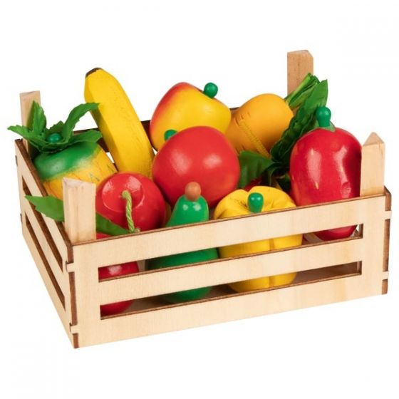 Caja de madera con frutas y verduras, de Goki