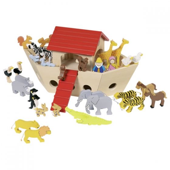 Arca de Noé con animales de madera, de Goki