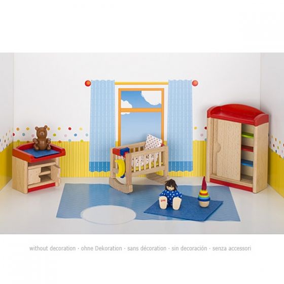 Set de 12 muebles de habitación de bebé para casa de muñecas, de Goki