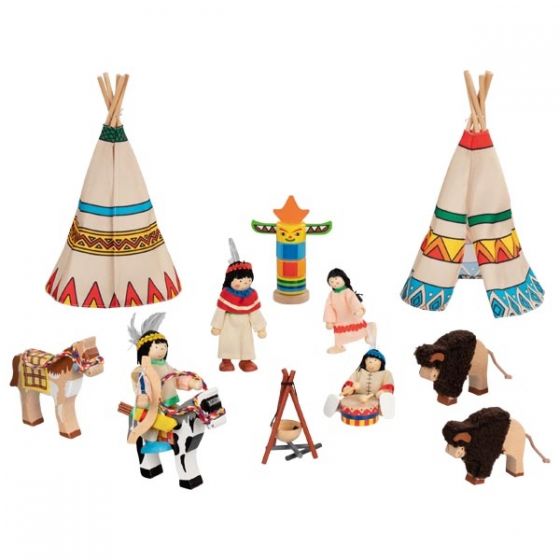 Set de poblado indio de muñecos articulados, de Goki