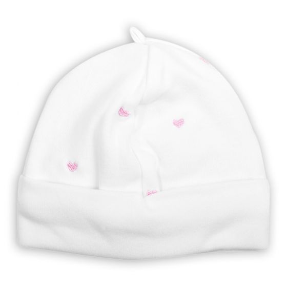 Gorrito Bebé 100% Algodón Corazones Rosas