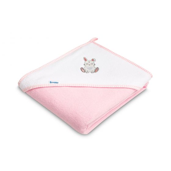 Capa de baño Rosa de algodón termo-terry con capucha bordada Conejo