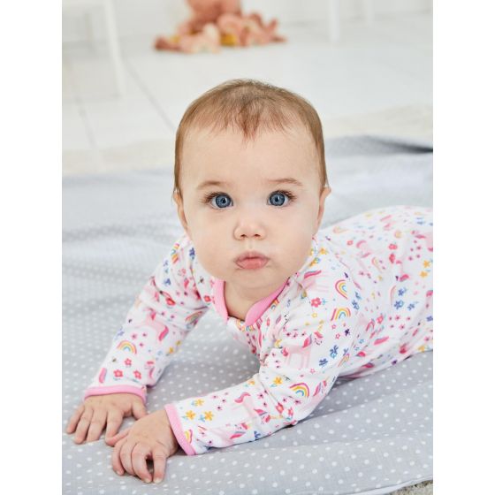 Pijama para Bebé con cremallera Dinosaurios Rosas