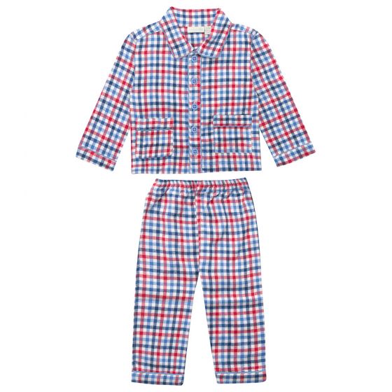 Pijama Largo de Niño a Cuadros Azules