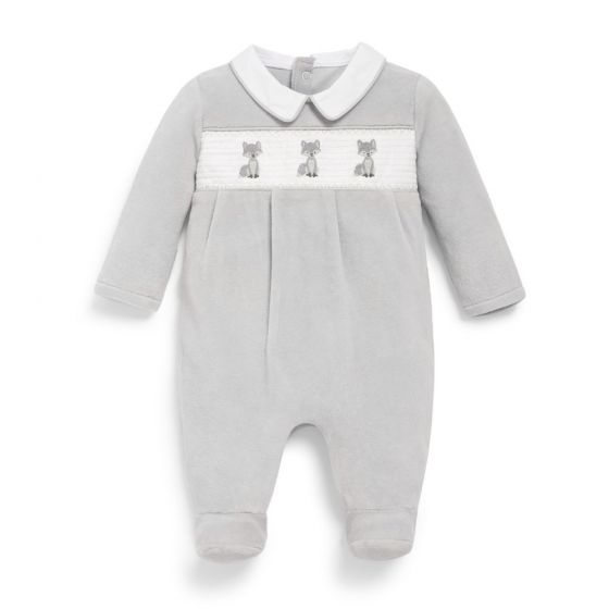 Pijama para Bebé de Terciopelo Plateado Zorrito