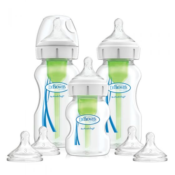 WB03606 Wide-Neck Options+ Bottle Starter Kit (2x270 ml & 1x150 ml bottles, 2x L2 & L3 Nipples, 2x Cleaning Brushes)