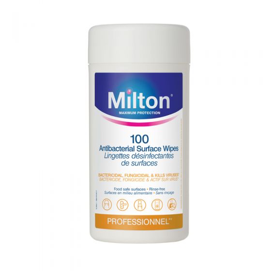 Toallitas Antibacterianas para Superficies Milton - 100 Unidades