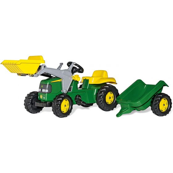 Tractor con pedales John Deere con remolque y pala , Rollykid