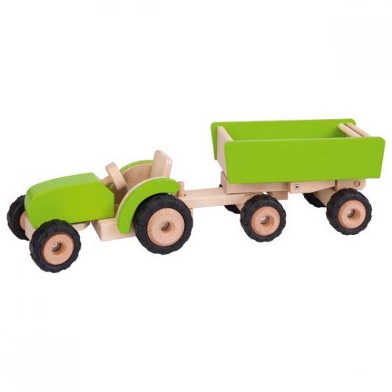 Tractor verde con remolque , Goki