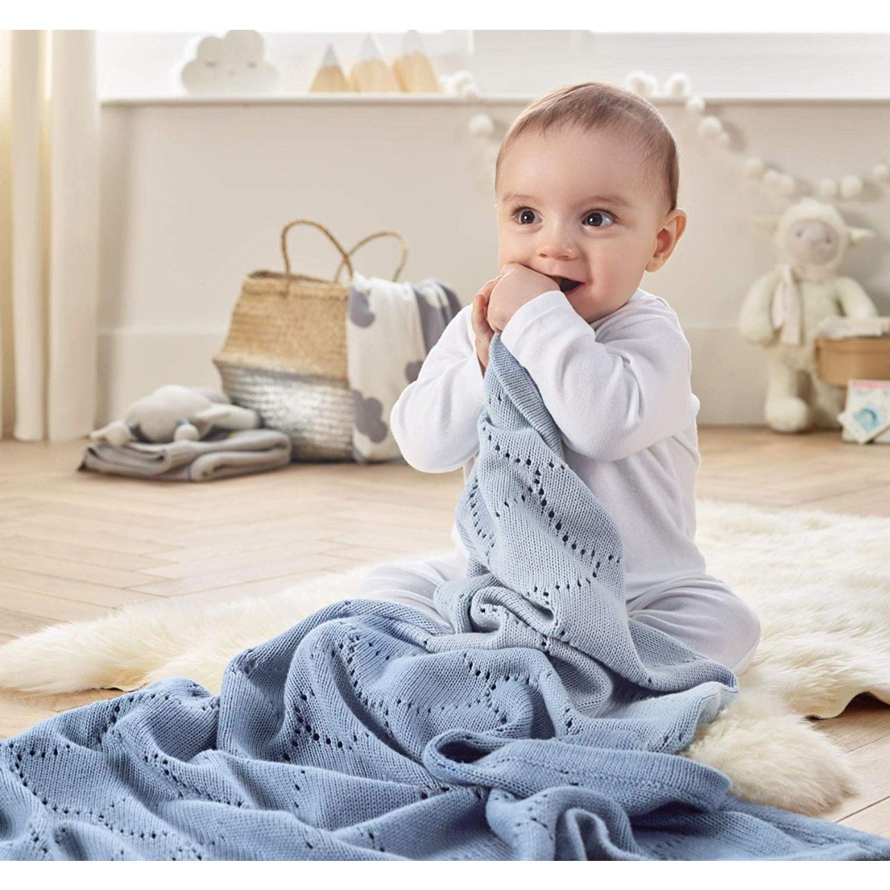 Manta calada de algodón para Bebés Dip Dye 70 x 90 cm - Clair de