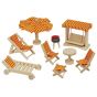 Set de 9 muebles de jardín para casa de muñecas, de Goki2