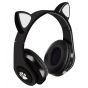 Auriculares inalámbricos con orejas de gato - negro