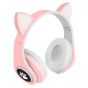 Auriculares inalámbricos con orejas de gato - rosa