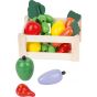Caja de verduras y frutas de madera , 11 piezas