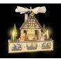 Lámpara de madera con pirámide de Navidad