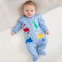 Pijama Bebé a Rayas Azules de Dinosaurios