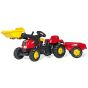 Tractor rojo con pedales con remolque y pala , Rollykid