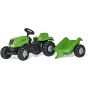 Tractor con pedales RollyKid con remolque, Verde