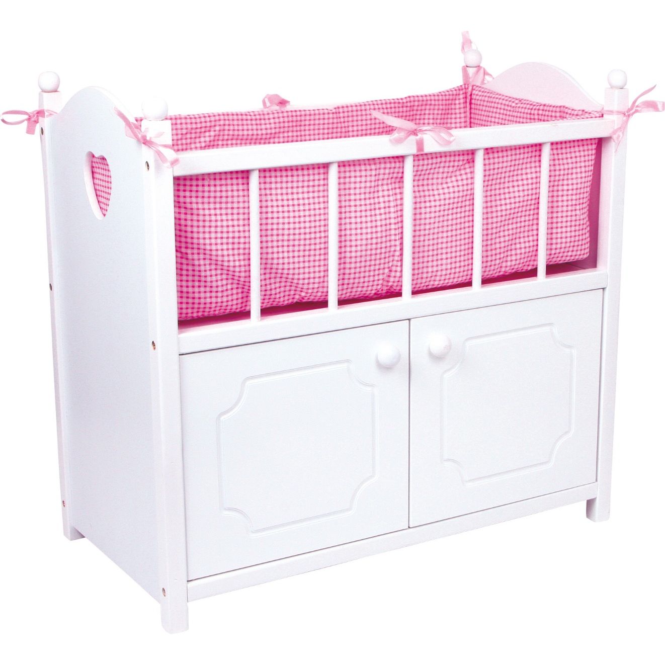 Engelhart - Muebles de Madera para muñecas bebé - Muebles y Accesorios a  Juego - Cama, Trona, literas, Cuna, Cambiador, cómoda - Rosa y Blanco (Cuna)