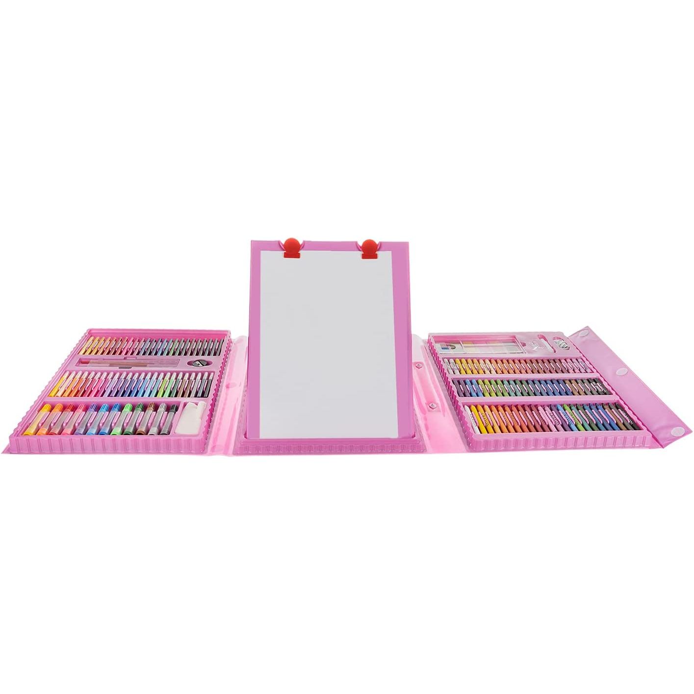 Kit de pintura y dibujo XXL con maletín de transporte rosa - 208