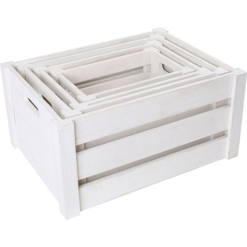 Set cajas madera blanca decapadas- Alquiler